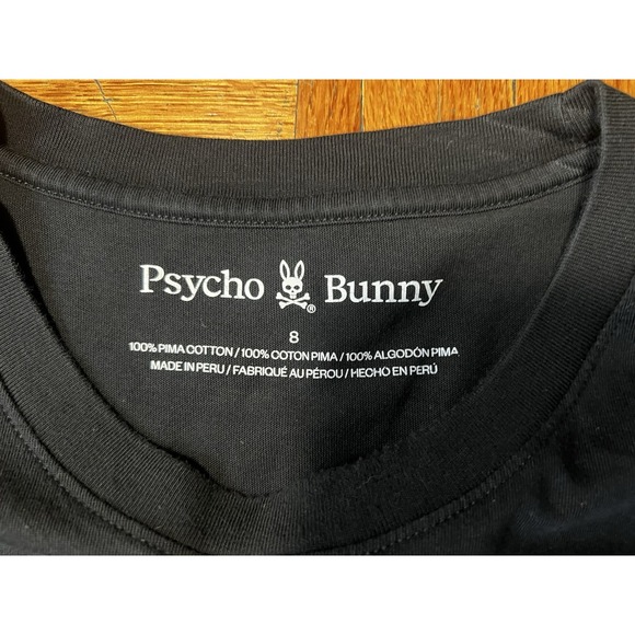 Psycho Bunny Men's T-Shirt‎ Black Pima Cotton Graphic Skull Bunny Size S - Picture 4 of 10